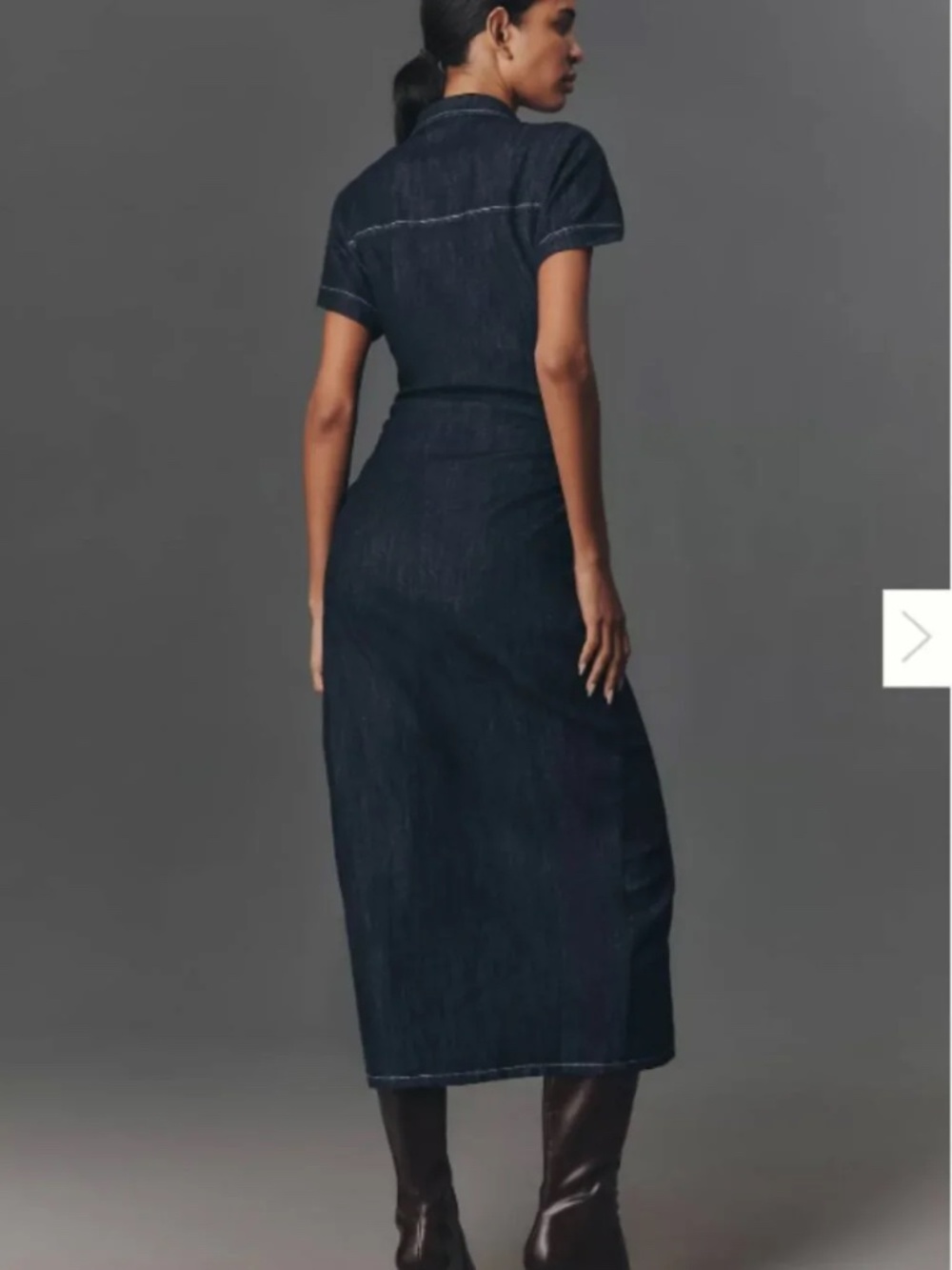 Anthropologie Greer Denim Midi Shirtdress by Pilcro in Midnight Wash Denim - Picture 4 of 9
